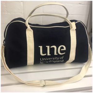 Duffle Bag Front University of New England Merch, UNE Life, The Shop