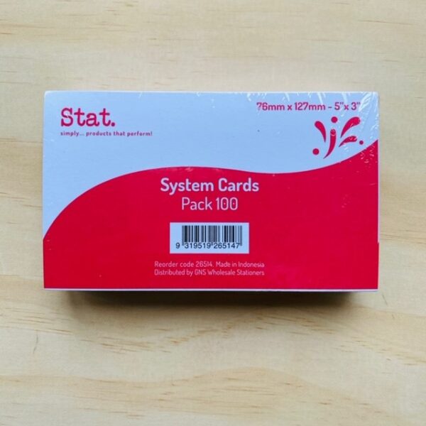 System Cards – White 76mm x 127mm