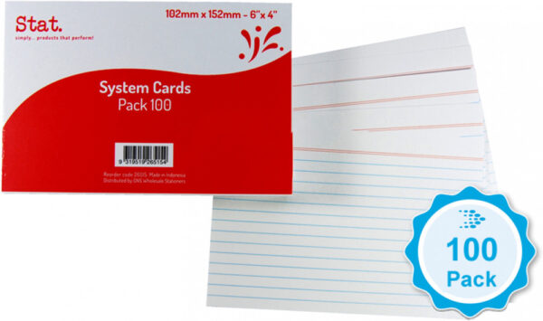 System Cards- White 102mm  x 152mm