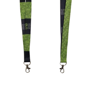 UNE Black & Green Geometric Lanyard